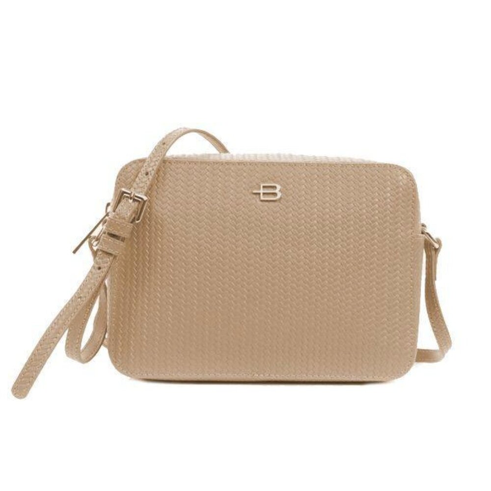 Baldini Beige Calfskin Leather Crossbody Bag